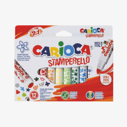 Caneta com Carimbo 2 em 1 Kit 12 Cores - CARIOCA