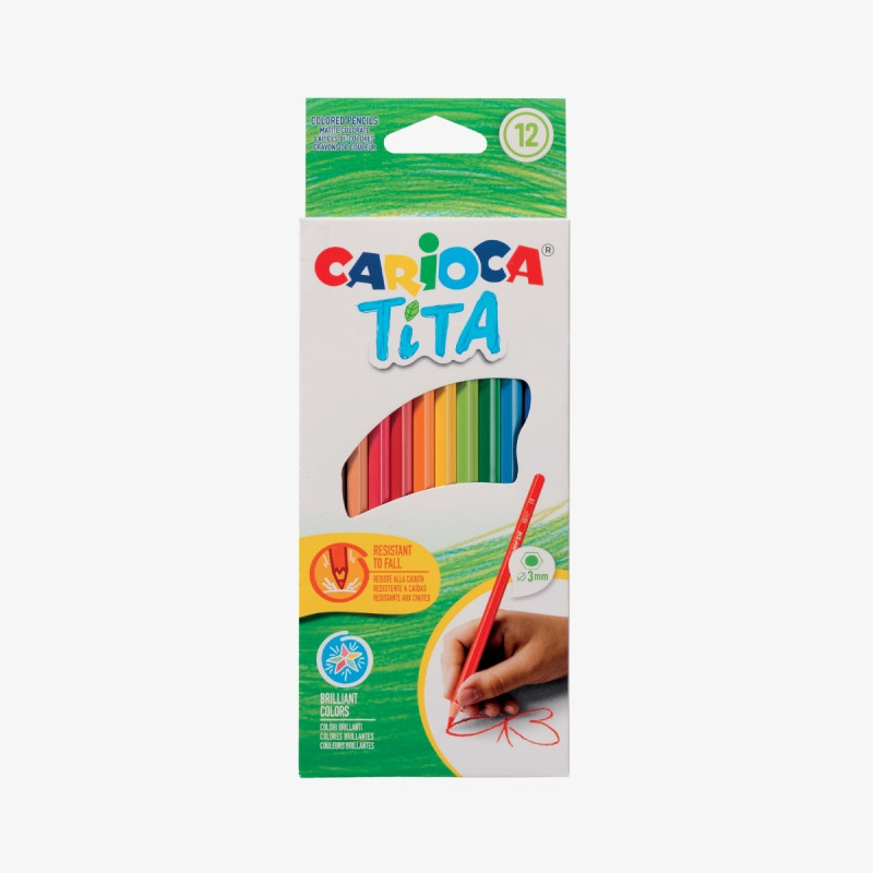 Lápis de Cor 12 Cores CARIOCA TITA - Formato Hexagonal