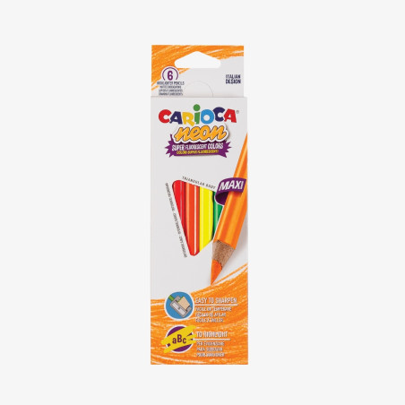 Lápis de Cor Jumbo Neon CARIOCA - Kit com 6 Cores