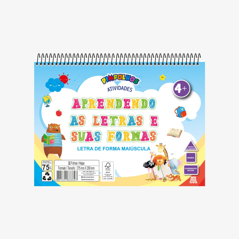 Caderno de Alfabetização: Letra de Forma e Coordenação Motora 32 Fls PIMP