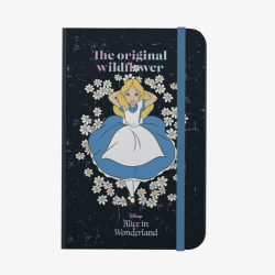 Caderno Brochura Pequeno Alice no País das Maravilhas Azul 96 Fls c/ Elástico A5