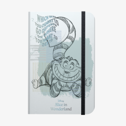Caderno Brochura Pequeno Alice no País das Maravilhas Branco 96 Fls c/ Elástico A5