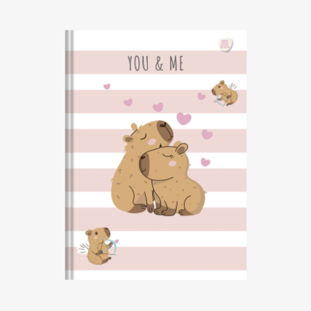 Caderno Brochura Pequeno Capycuties Capivara C/ Adesivos Capa Dura 80 Fls