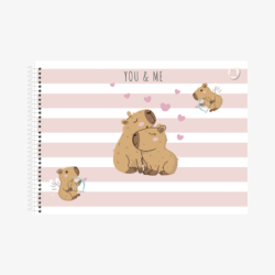 Caderno Cartografia e Desenho Capycutie C/ Adesivos Espiral 60 Fls