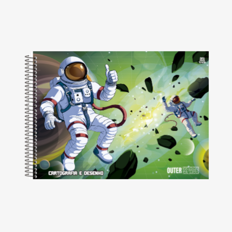 Caderno Cartografia e Desenho Espaço Astronauta Espiral 60 Fls