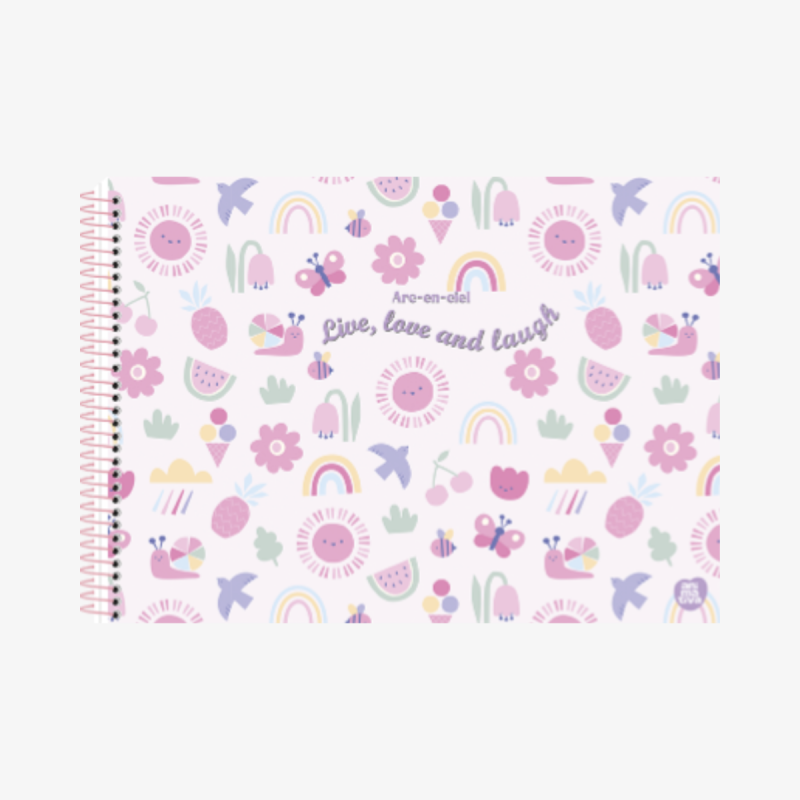 Caderno Cartografia e Desenho Arco-Íris c/ Adesivos Espiral 60 Fls