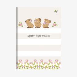 Caderno Colegial Capycuties Capivara Costurado Capa Dura 160 Fls