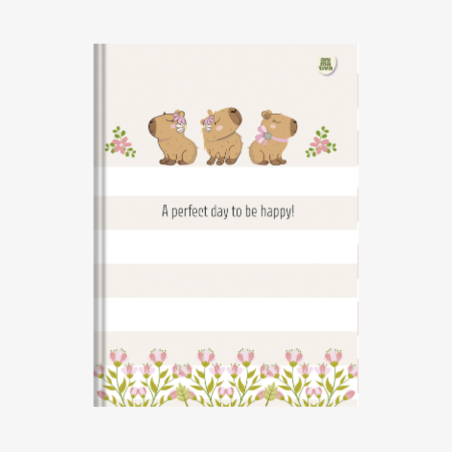 Caderno Colegial Capycuties Capivara Costurado Capa Dura 160 Fls