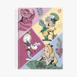 Caderno Universitário Alice no País das Maravilhas Capa Dura 10 Matérias 160 Fls