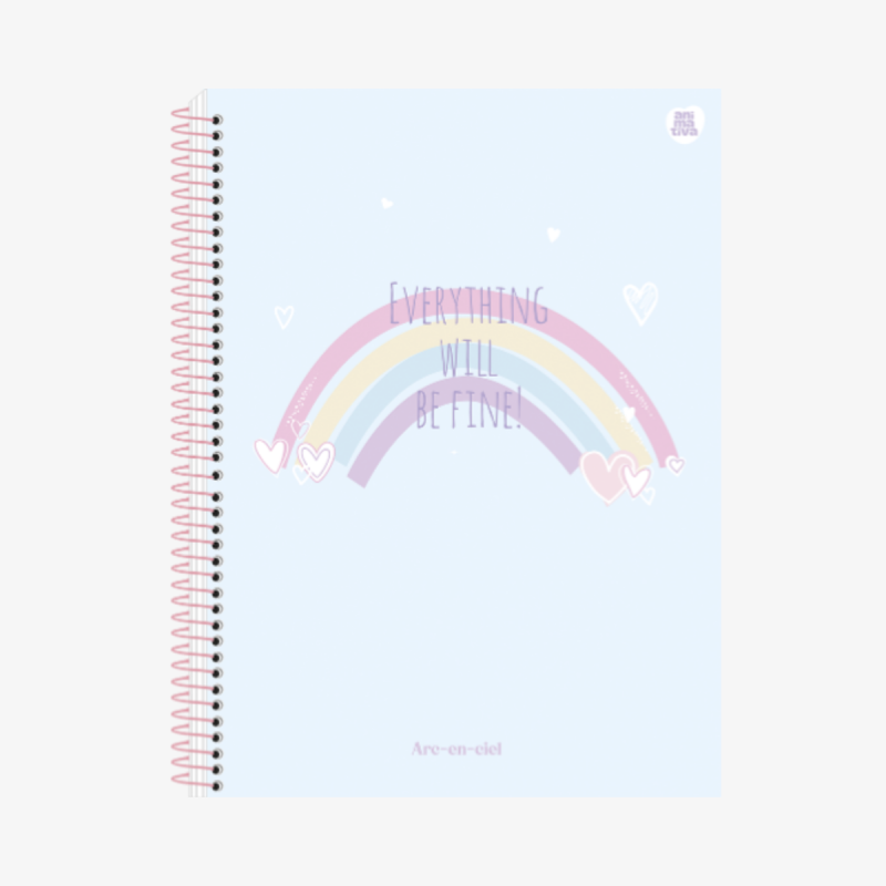 Caderno Universitário Arco-Íris 10 Matérias Capa Dura 160 Fls