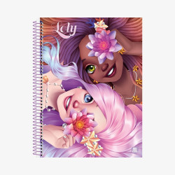 Caderno Universitário Loly Feminino Capa Dura 10 Matérias 160 Fls