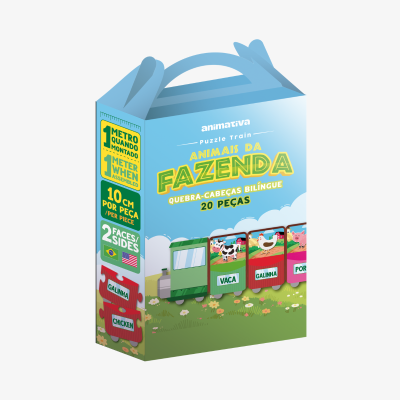 Quebra Cabeça Infantil Educativo - Trem Animais Fazenda Bichinhos 6 Peças